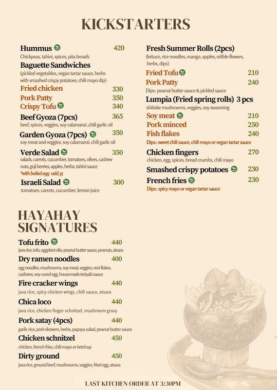 Menu | Hayahay Cafe