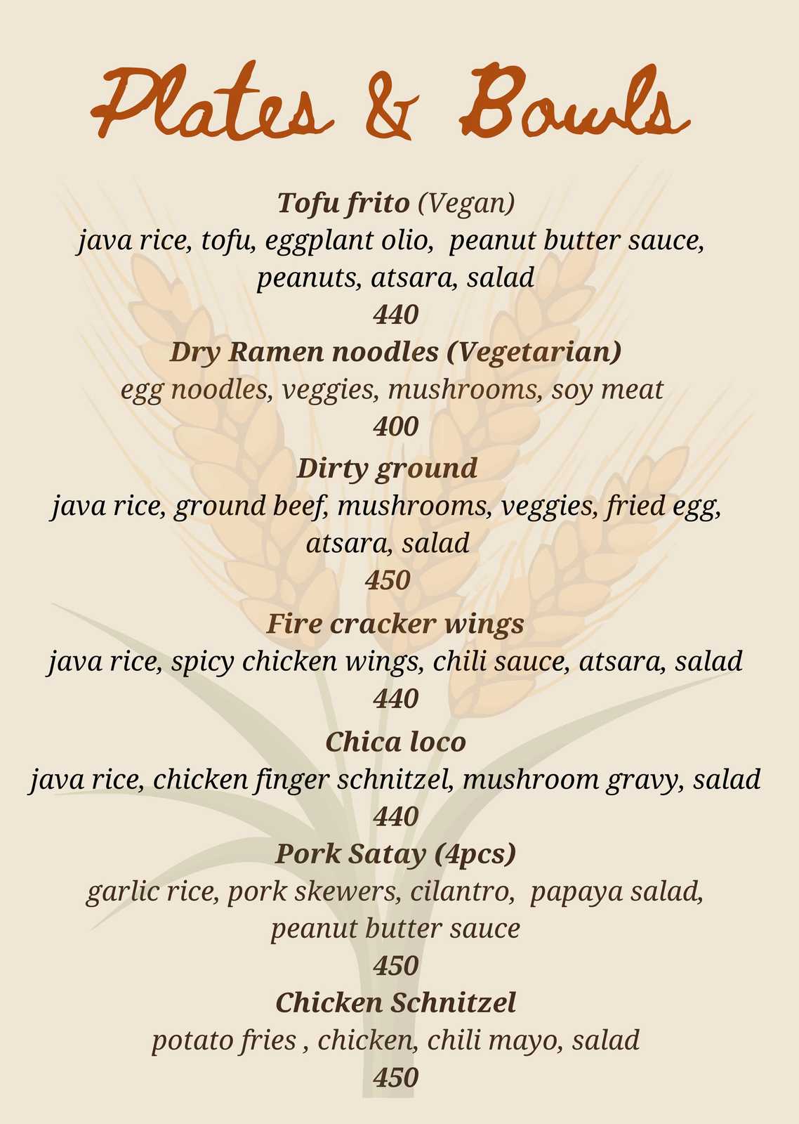 Hayahay Menu Page 3